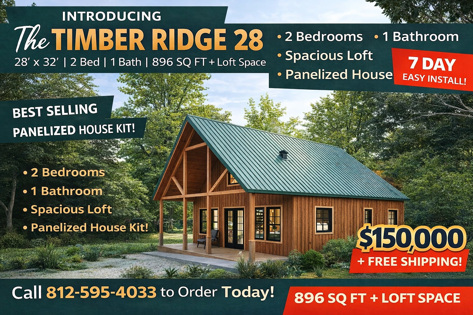 The Timber Ridge 28 Panelized House Kit